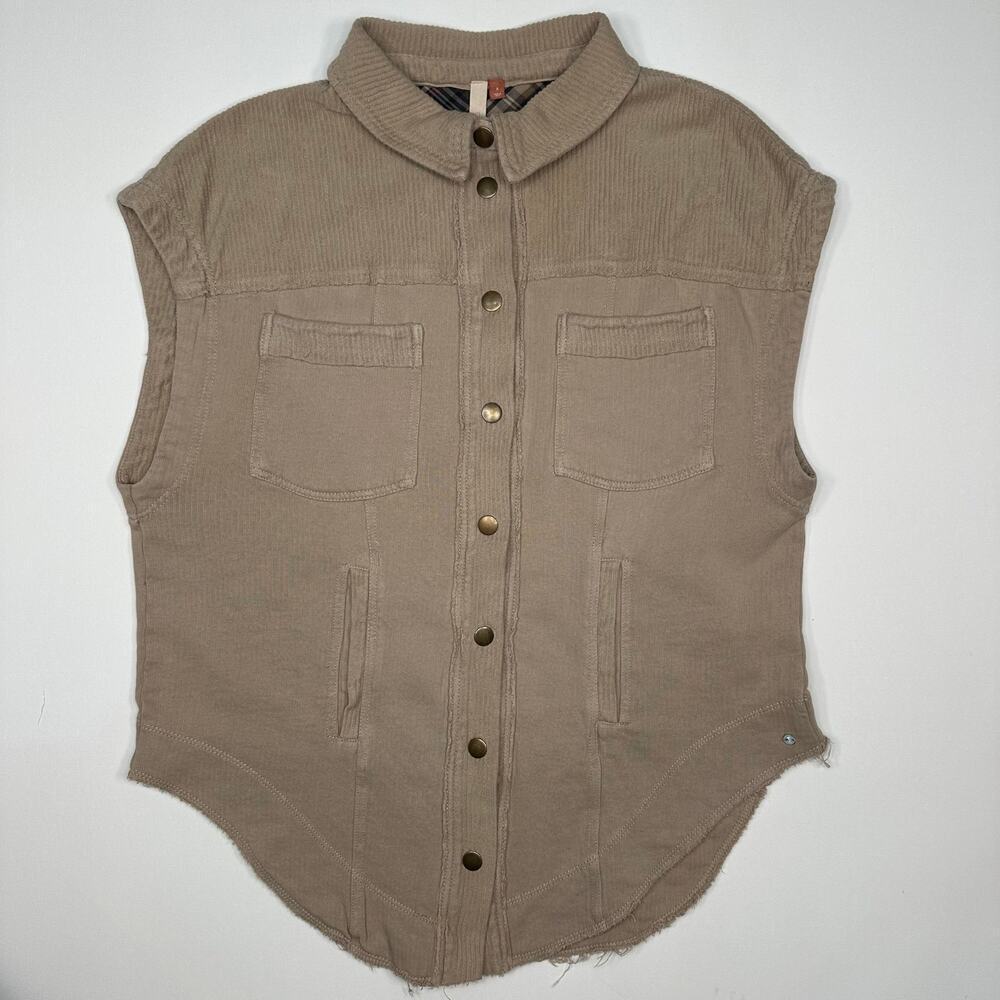 Anthropologie Pilcro Sleeveless Shacket Vest with Snap Front Size Small